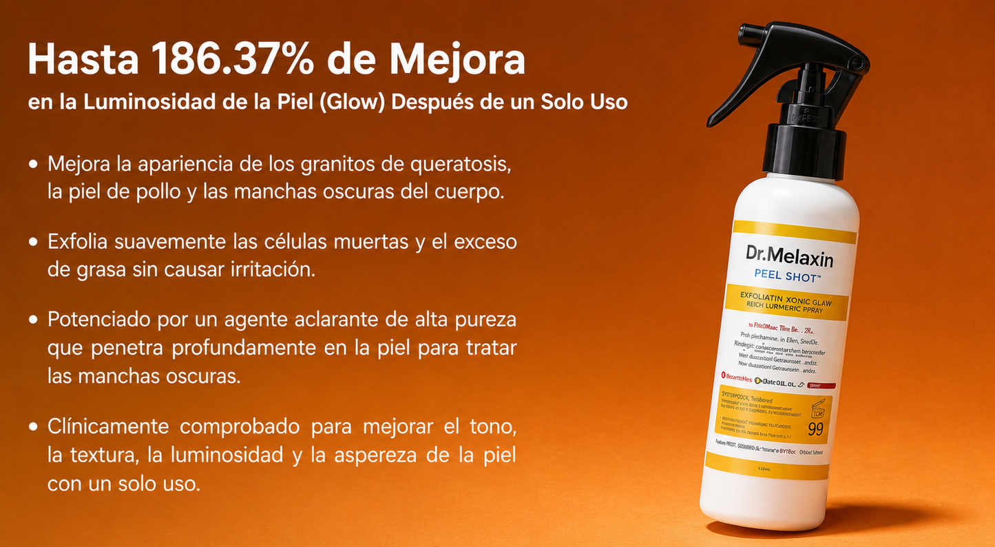 Dr. Melaxin™ Spray Exfoliante Corporal con Ácido Kójico + Cúrcuma ✨Ayuda a mejorar la apariencia de la piel y revela una sensación más suave y renovada