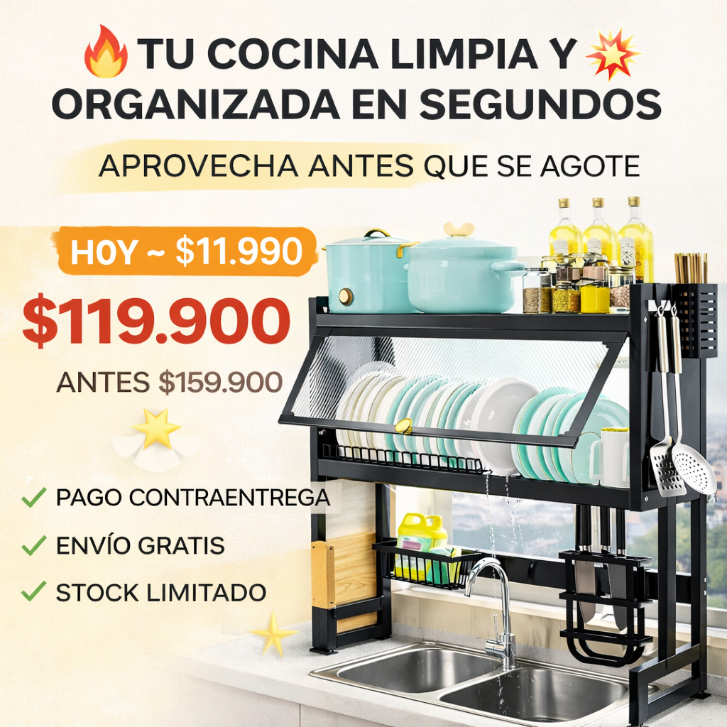 🚨 NUEVO ESCURRIDOR CON TAPA 🛡️ Mantén tu loza limpia, seca y protegida 🍽️✨