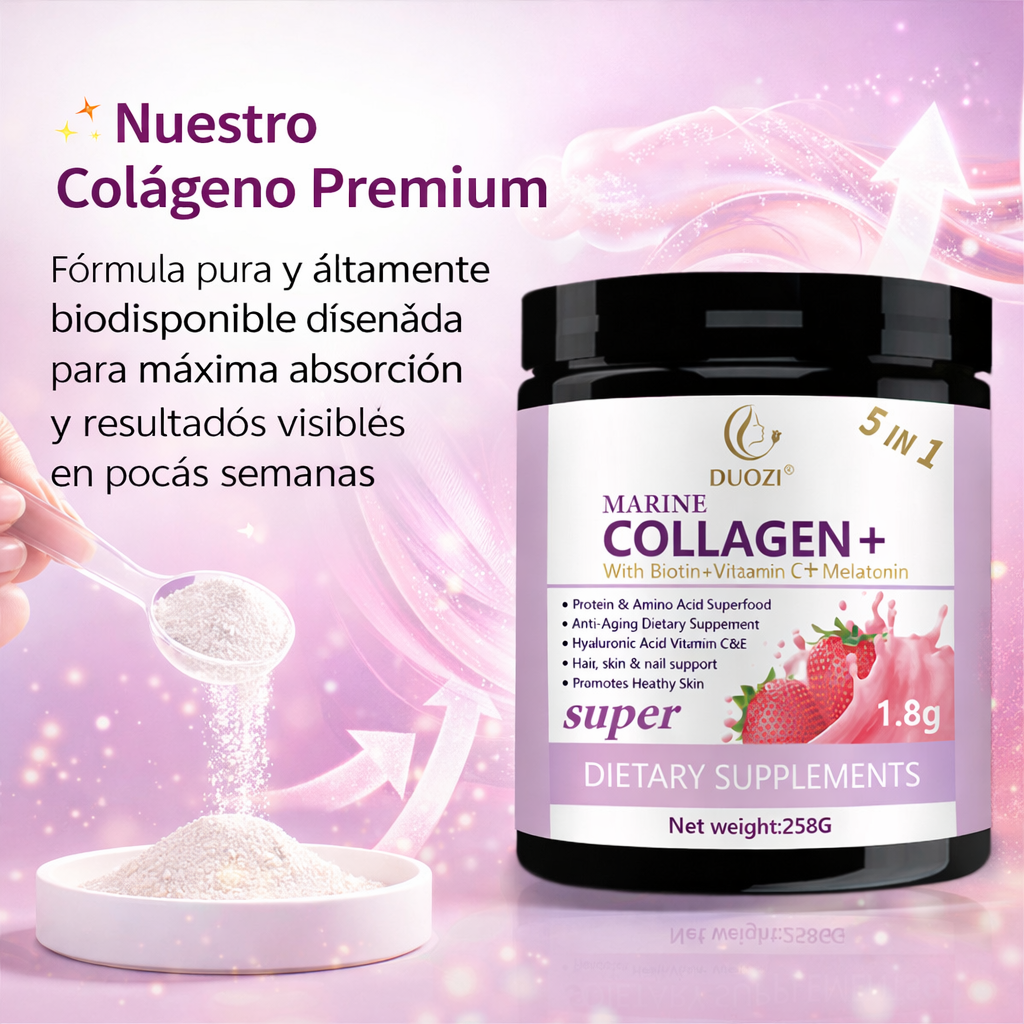 ✨ Colágeno Blanqueador en Polvo Premium ✨ Ácido Hialurónico + Vitamina C 🌸Piel Radiante, Cabello y Uñas Fuertes 💅💆♀️