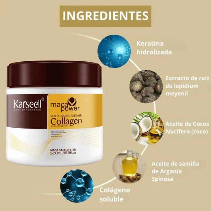 KARSEELL MASCARILLA DE COLÁGENO 💆♀️✨ REPARA, HIDRATA Y REVIVE TU CABELLO DESDE LA PRIMERA APLICACIÓN 🔥💖