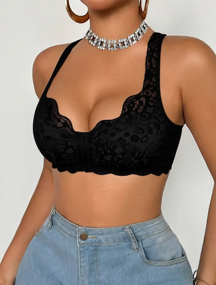 ✨ Elegance Bloom™ 🌸Brasier sin Varillas con Cierre Frontal 💕 Confort Premium 😌 Soporte Medio 🤍 Estampado Floral Elegante 🌺Sin Relleno ✨