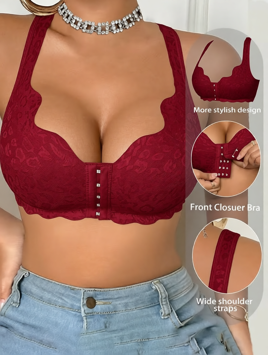 ✨ Elegance Bloom™ 🌸Brasier sin Varillas con Cierre Frontal 💕 Confort Premium 😌 Soporte Medio 🤍 Estampado Floral Elegante 🌺Sin Relleno ✨