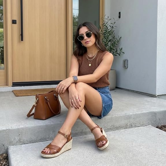 👡 Alpargatas de Cuña para Mujer | Tacón Cómodo con Punta Abierta, Diseño Cruzado y Correa Ajustable al Tobillo ✨