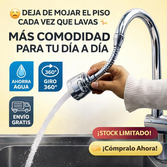 🚿Grifo giratorio 360° con aireador y boquilla ajustable💧Ahorro de agua para fregadero✨