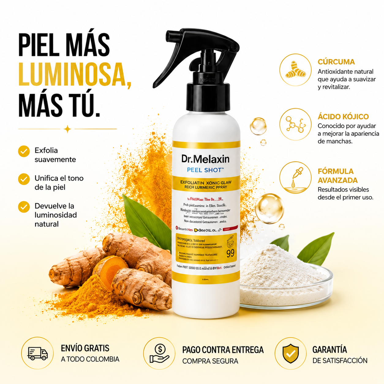 Dr. Melaxin™ Spray Exfoliante Corporal con Ácido Kójico + Cúrcuma ✨Ayuda a mejorar la apariencia de la piel y revela una sensación más suave y renovada