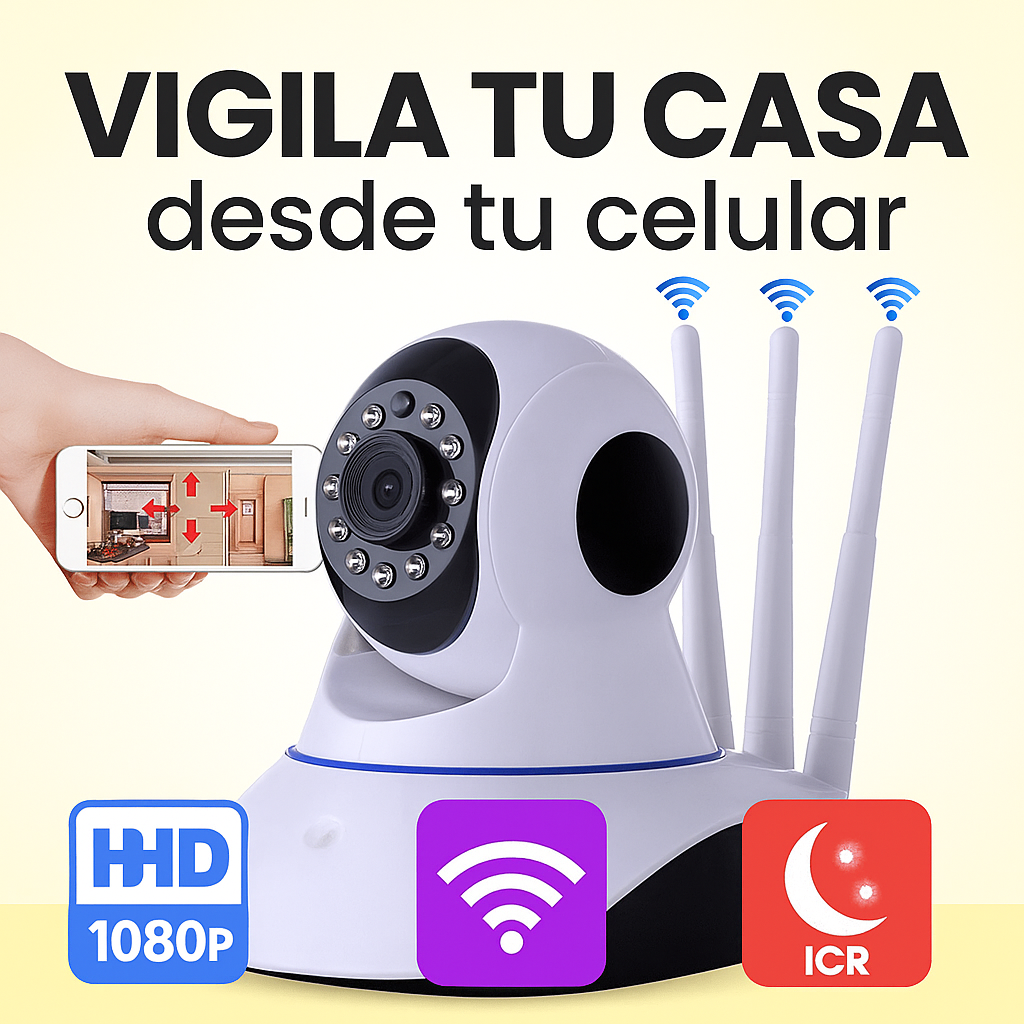 📹 Cámara Robótica WiFi Q5Y-1 👁️‍🗨️Vigila tu hogar, oficina o negocio desde tu celular en tiempo real🌙 Visión nocturna 🔄 Rotación 355° 🎙️ Audio bidireccional 📱 Control desde tu celular