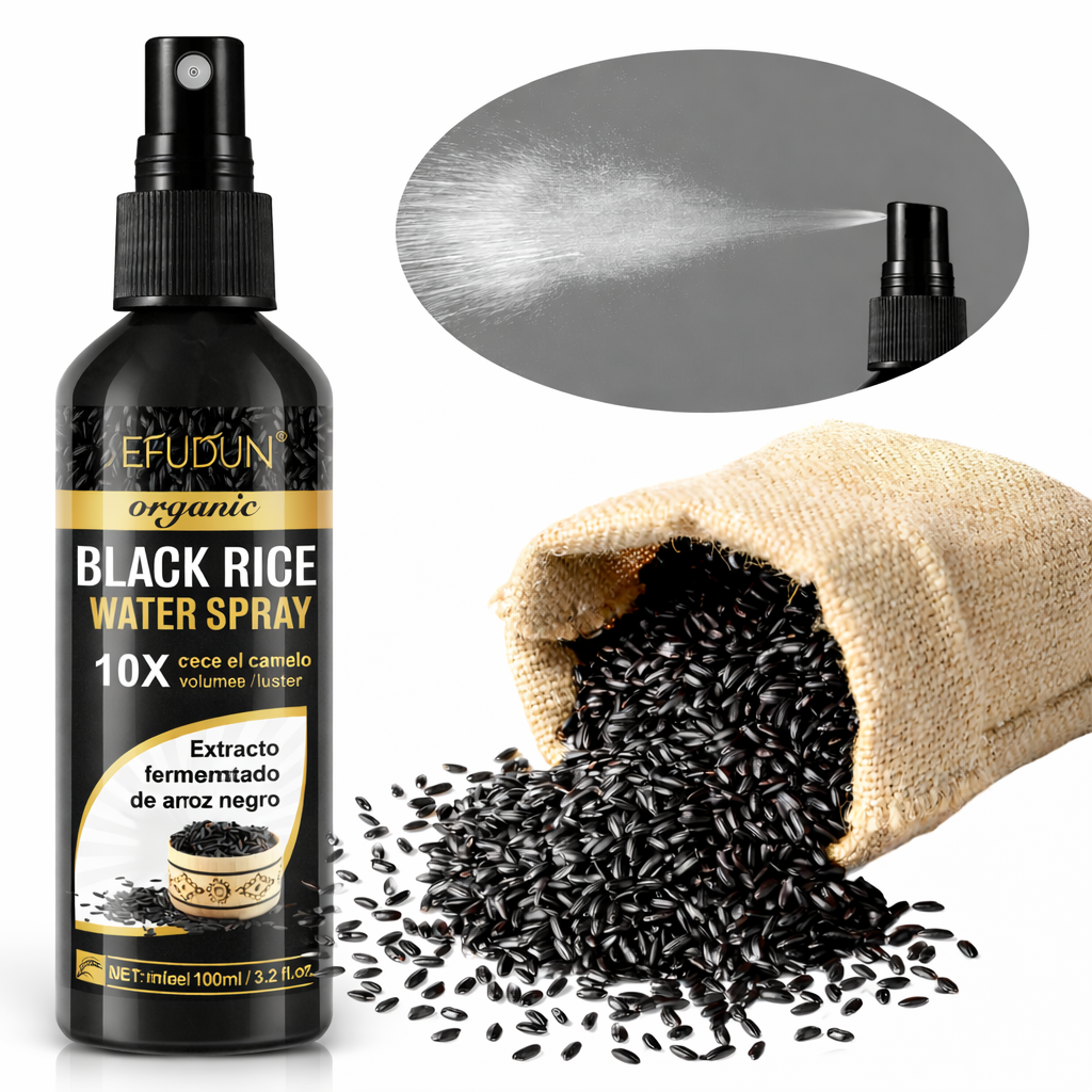 🌿✨ BLACK RICE WATER SPRAY ✨TRATAMIENTO DE CRECIMIENTO RÁPIDO EN SPRAY ✨💆‍♀️💆‍♂️ ANTI CAÍDA CON BIOTINA Y AGUA DE ARROZ NEGRO 🚀💧 SÉRUM CAPILAR POTENTE PARA HOMBRES Y MUJERES – 100 ML 🌱💖🌿