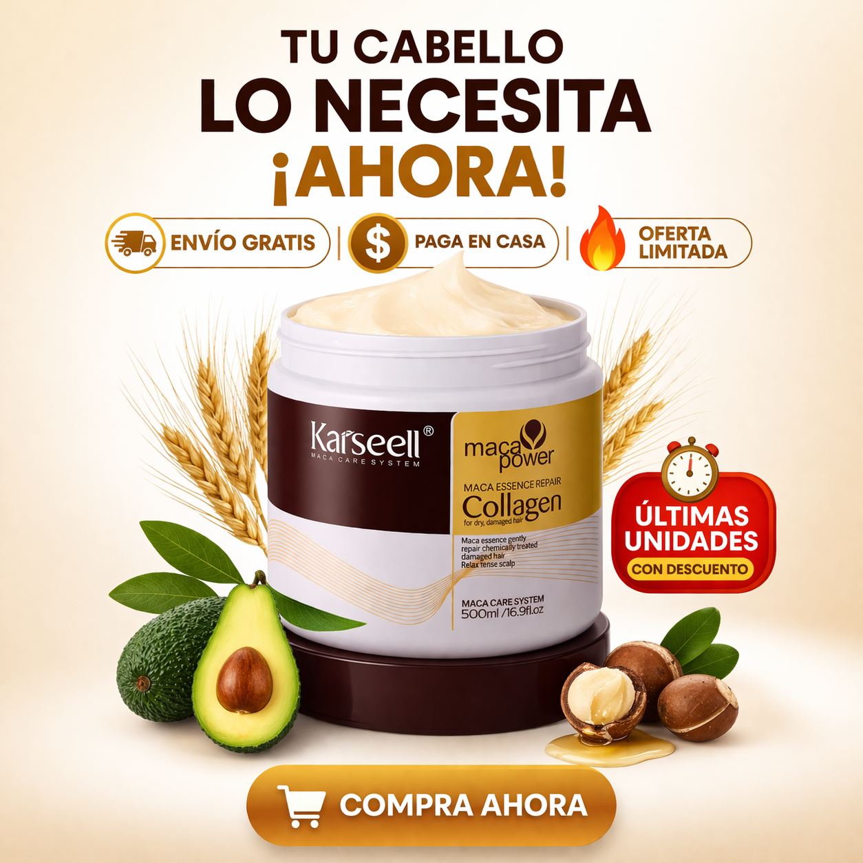 KARSEELL MASCARILLA DE COLÁGENO 💆‍♀️✨ REPARA, HIDRATA Y REVIVE TU CABELLO DESDE LA PRIMERA APLICACIÓN 🔥💖