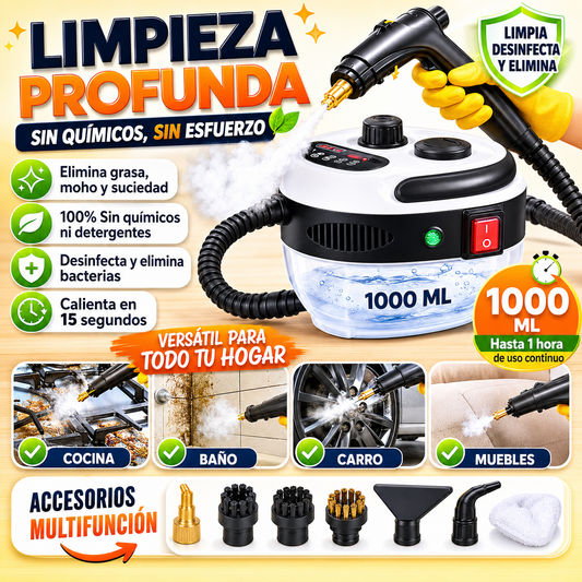 🔥 Limpiador a Vapor Multifuncional ✨Limpia, Desinfecta y Elimina la Grasa Sin Esfuerzo