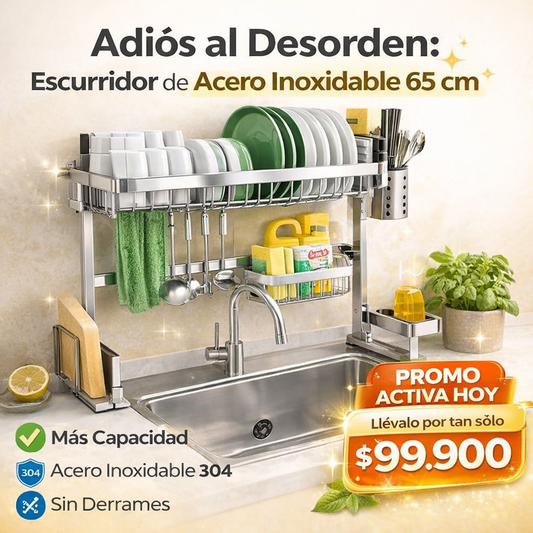 ✨🍽️Escurridor Platero de Acero Inoxidable 65 cm🧼Organización total y mayor capacidad 🍽️🏡