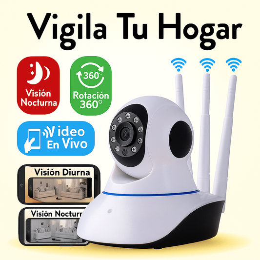📹 Cámara Robótica WiFi Q5Y-1 👁️‍🗨️Vigila tu hogar, oficina o negocio desde tu celular en tiempo real🌙 Visión nocturna 🔄 Rotación 355° 🎙️ Audio bidireccional 📱 Control desde tu celular