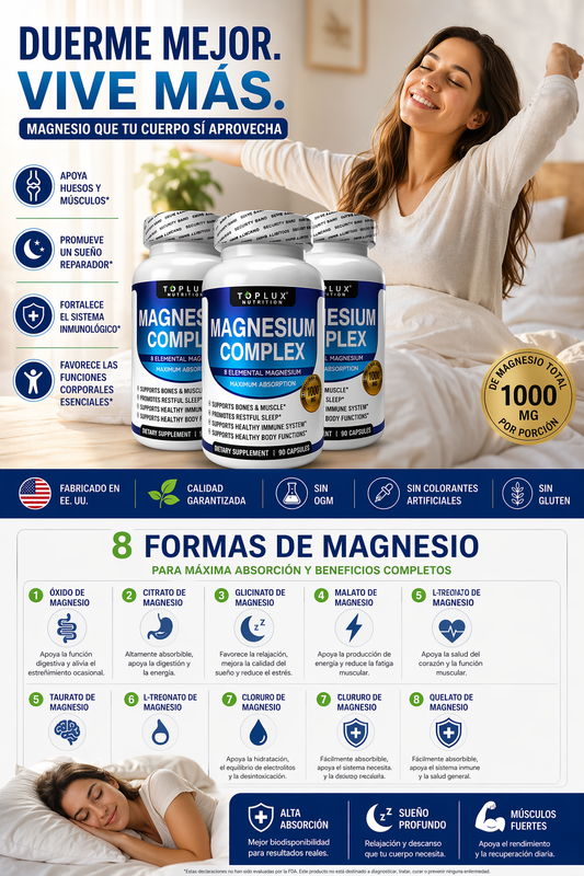 💊Magnesium Complex X3💪Fórmula Avanzada para Reducir Estrés 😌 Mejorar el Sueño 🌙 y Aumentar la Energía ⚡