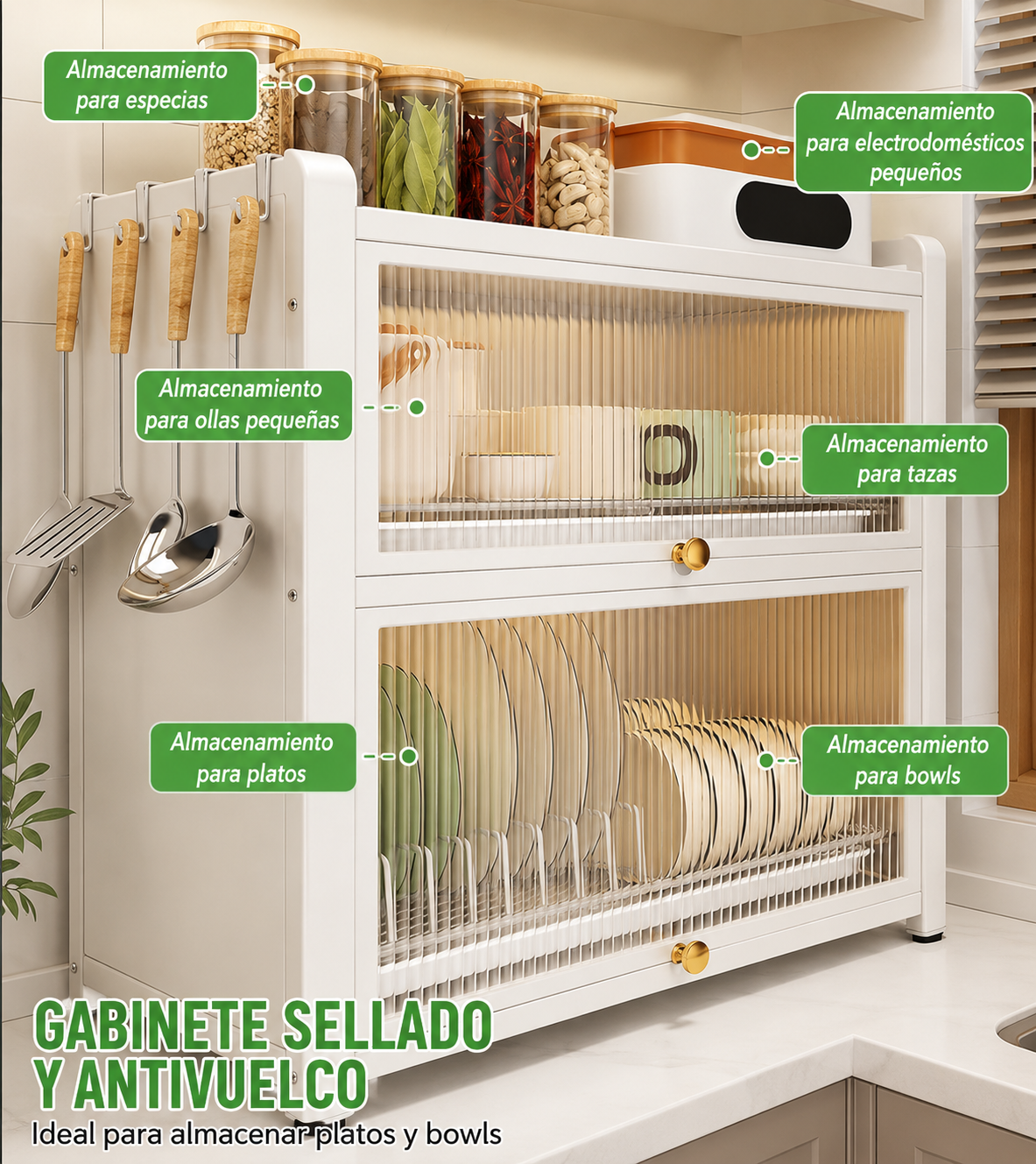 🔥 Escurridor de Platos con Puerta Antipolvo 🍽️ Cocina Más Ordenada y Elegante