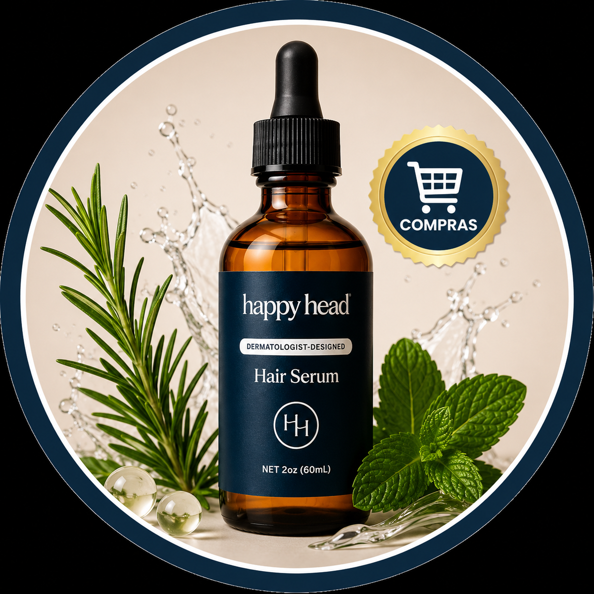 Happy Head™ Suero Capilar Anticaída – Biotina + Procapil + Colágeno | Fortalece y Revitaliza el Cabello