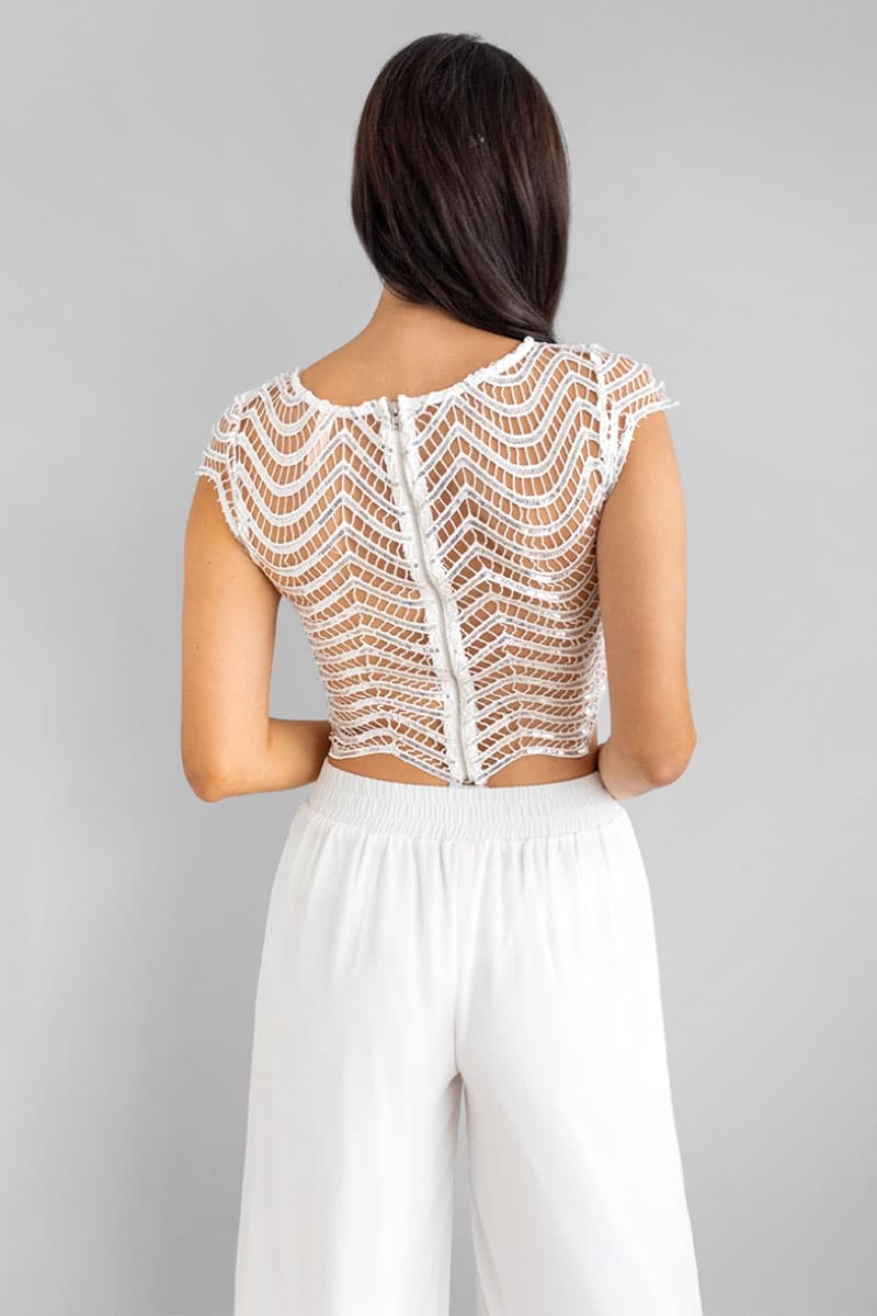 Top de crochet con lentejuelas ✨ Elegancia absoluta 🖤El toque que eleva tu look ✨