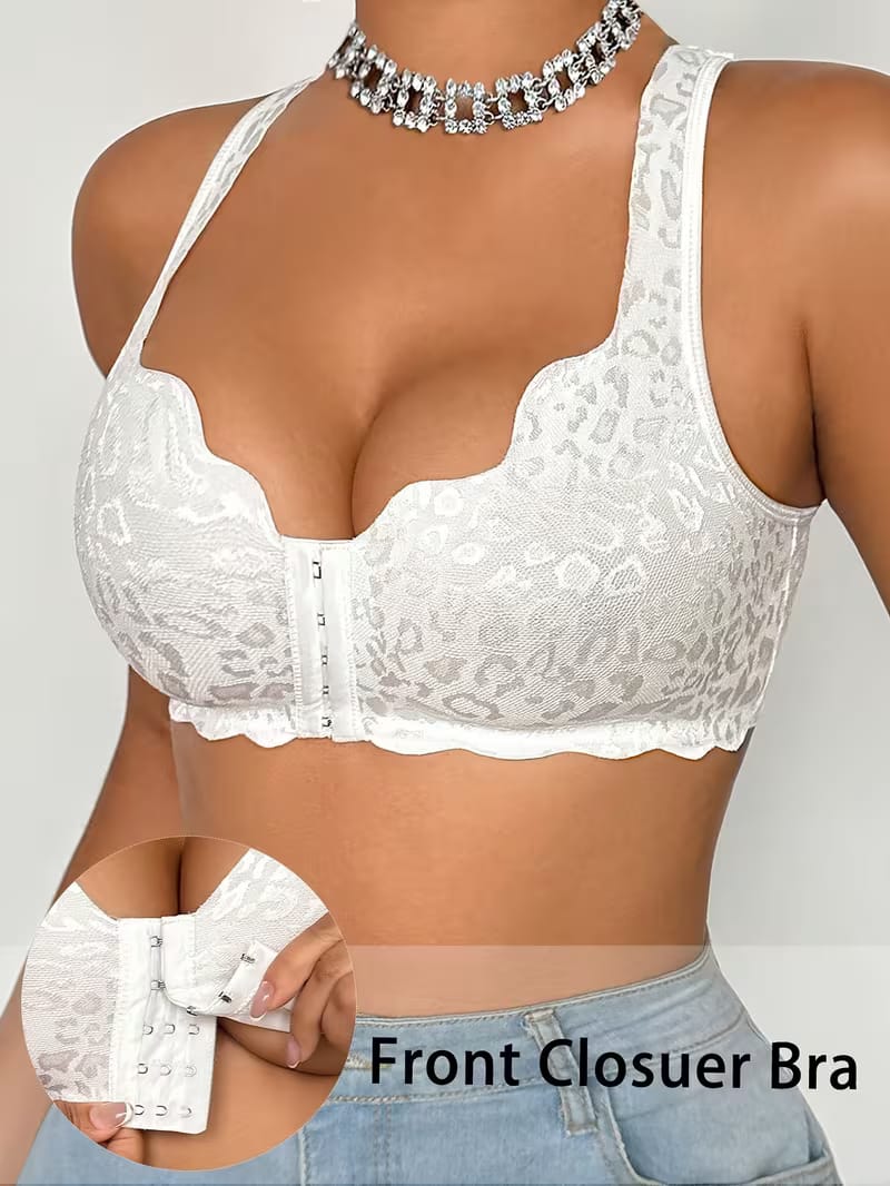 ✨ Elegance Bloom™ 🌸Brasier sin Varillas con Cierre Frontal 💕 Confort Premium 😌 Soporte Medio 🤍 Estampado Floral Elegante 🌺Sin Relleno ✨