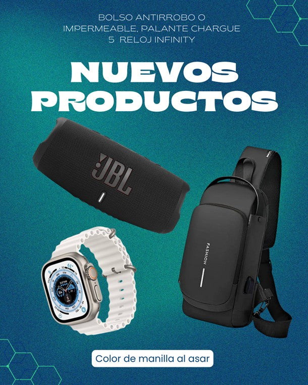 ⌚📱 SMARTWATCH + 👜🔒 BOLSO ANTIRROBO + 🔊🎶 PARLANTE BLUETOOTH Todo en uno para tu día a día: seguridad, tecnología y estilo donde vayas 🚀🔥